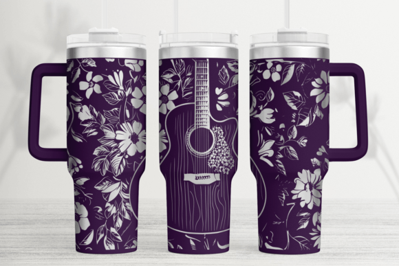 Guitar Flower Tumbler Wrap Graphics