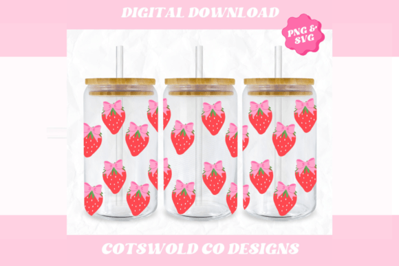 Strawberry Bows Coquette Cup Wrap: Graphics & Illustrations Review