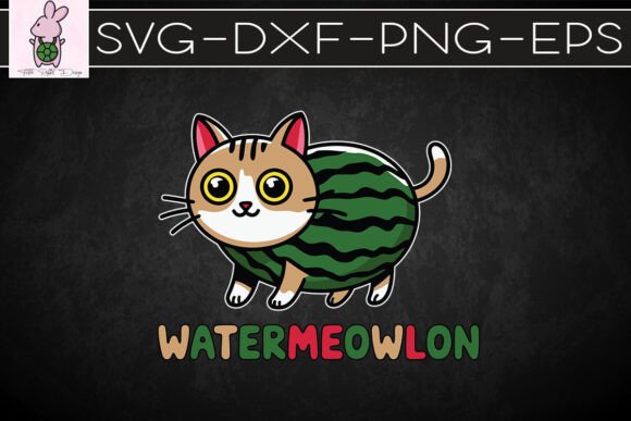 Water-meow-lon Funny Watermelon Cat SVG: Graphics & Crafts